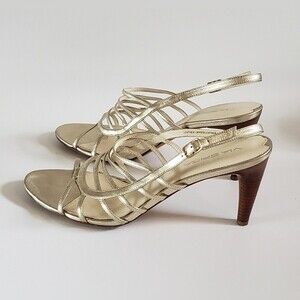 Via Spiga Gold Leather Strappy Women's Heels Size 9.5 M